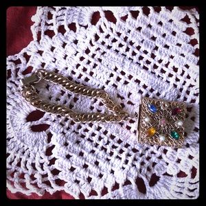 Vintage 4 picture locket bracelet